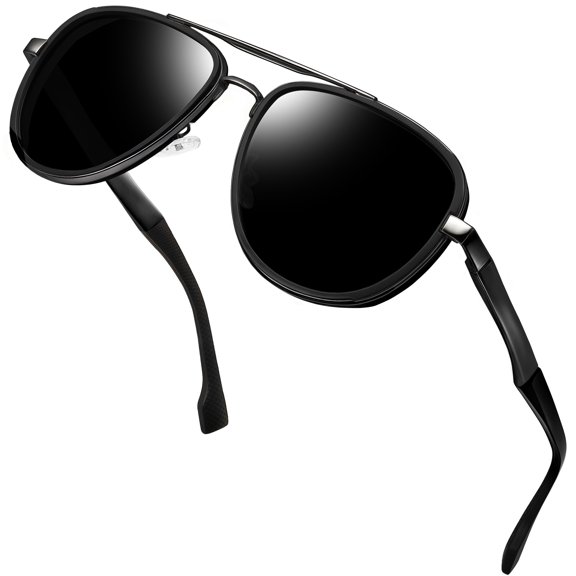 KANASTAL Aviator Sunglasses Polarized Men UV400 Retro Sun Glasses Double Bridge Design, Spring Hinges for Comfort, UnisexStyle Shades