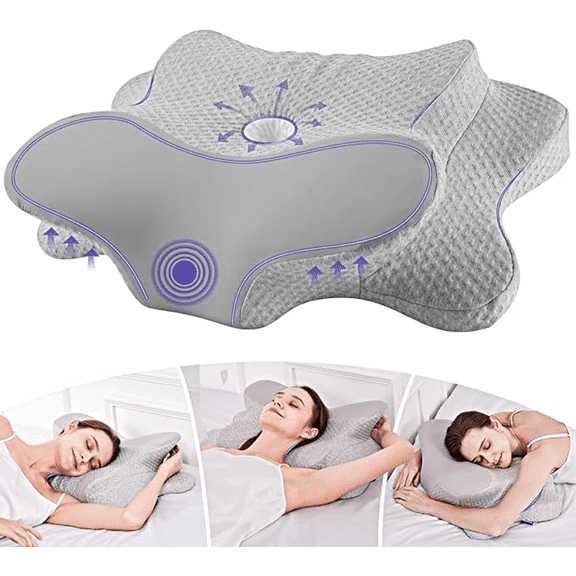 Balea Memory Foam Neck Pillows for Sleeping, Gray,Adjustable Height