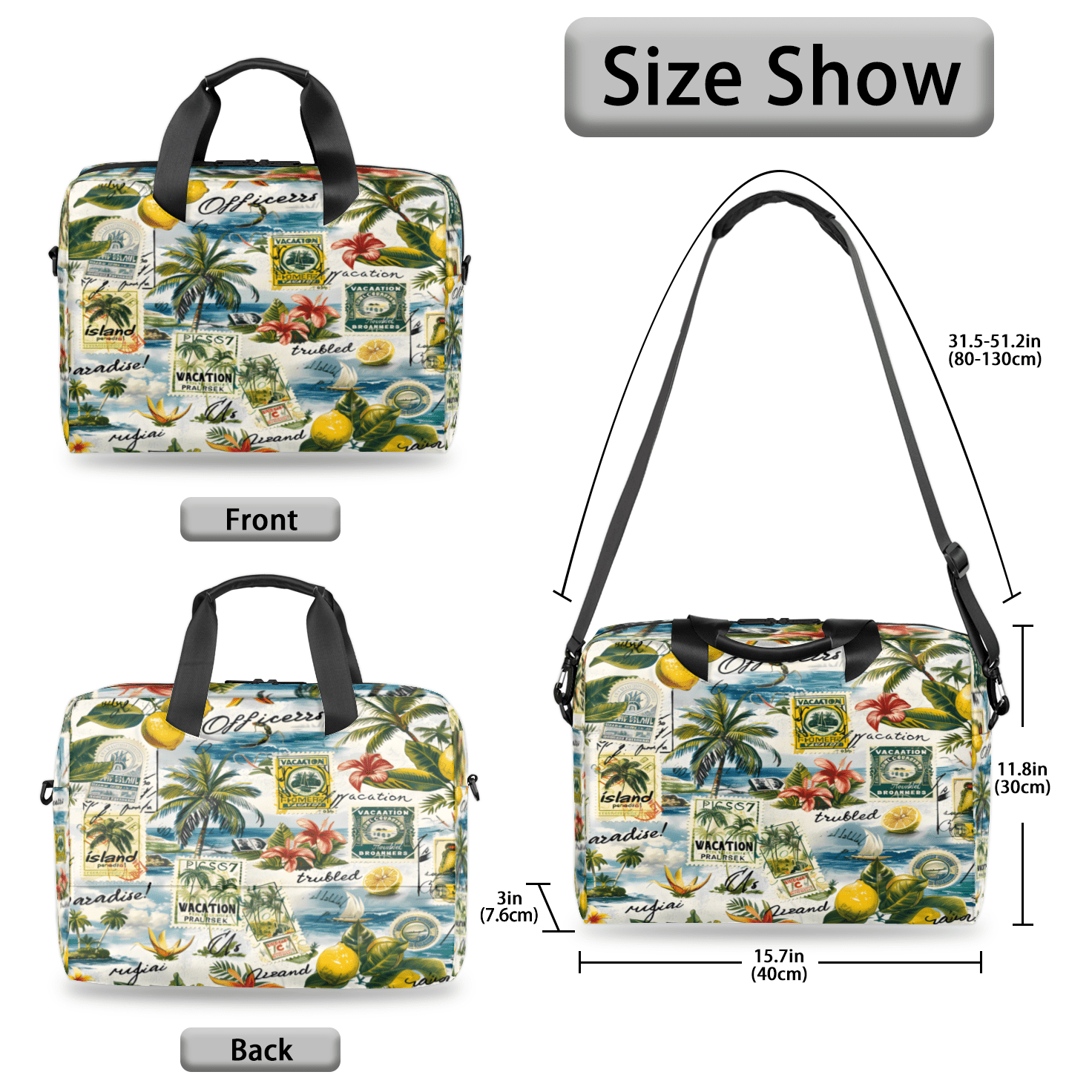 Herdesigns Summer Theme Laptop Bag for Women Men, Computer Case Briefcase Messenger Bags, 15-15.6 inch Laptop Sleeve Shoulder Bag