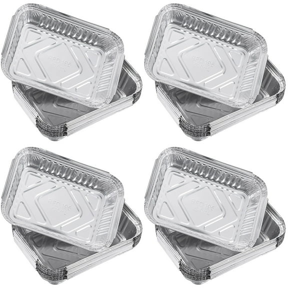 ETEREAUTY Recyclable Bbq Grease Pans Aluminum Foil Trays for Grill Maintenance 120Pcs