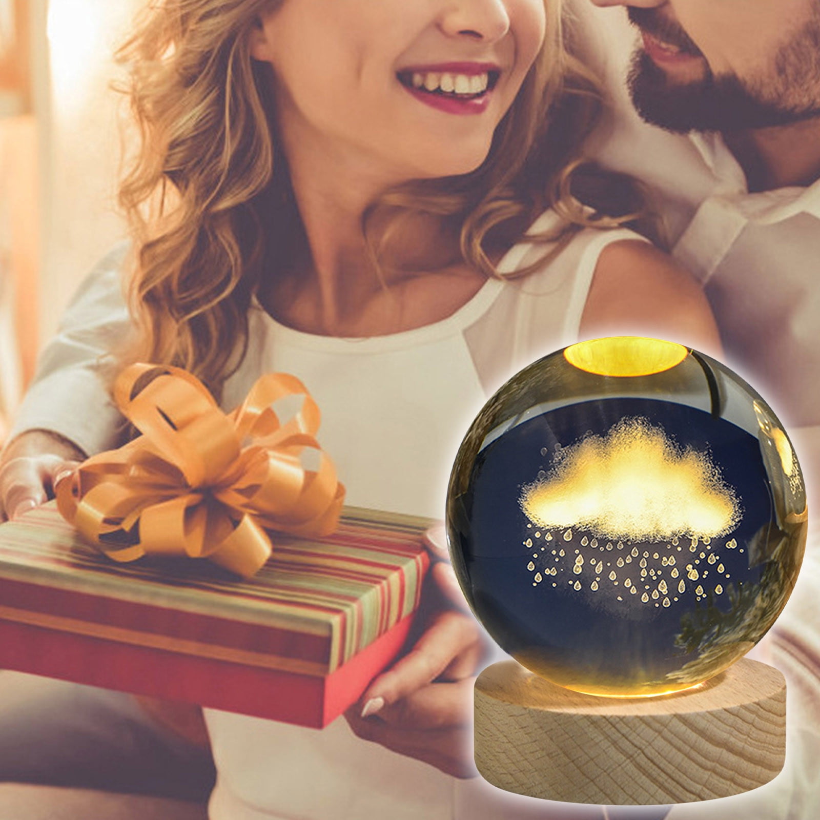 Wovilon Glowing Planetary Galaxy Astronaut Crystal Ball Night Lights Usb Power Warm/Rgb Bedside Light Kid Gift Night Lamp