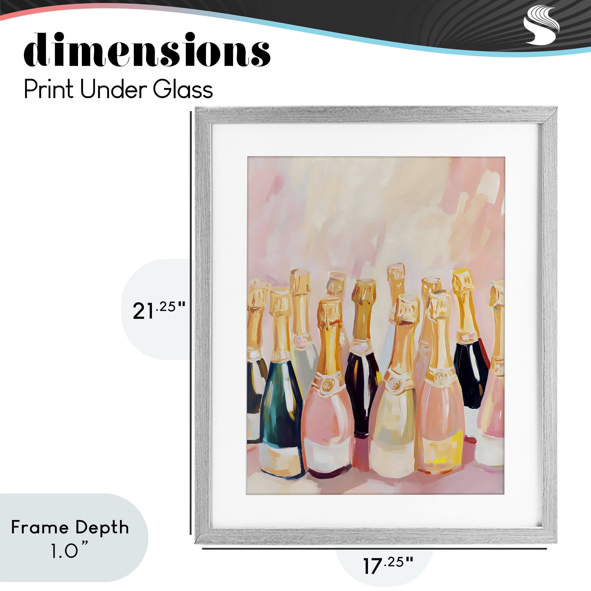Stupell Industries Blush Champagne Bottles Collection Gray Framed Print Under Glass, design by The Prints Vibe