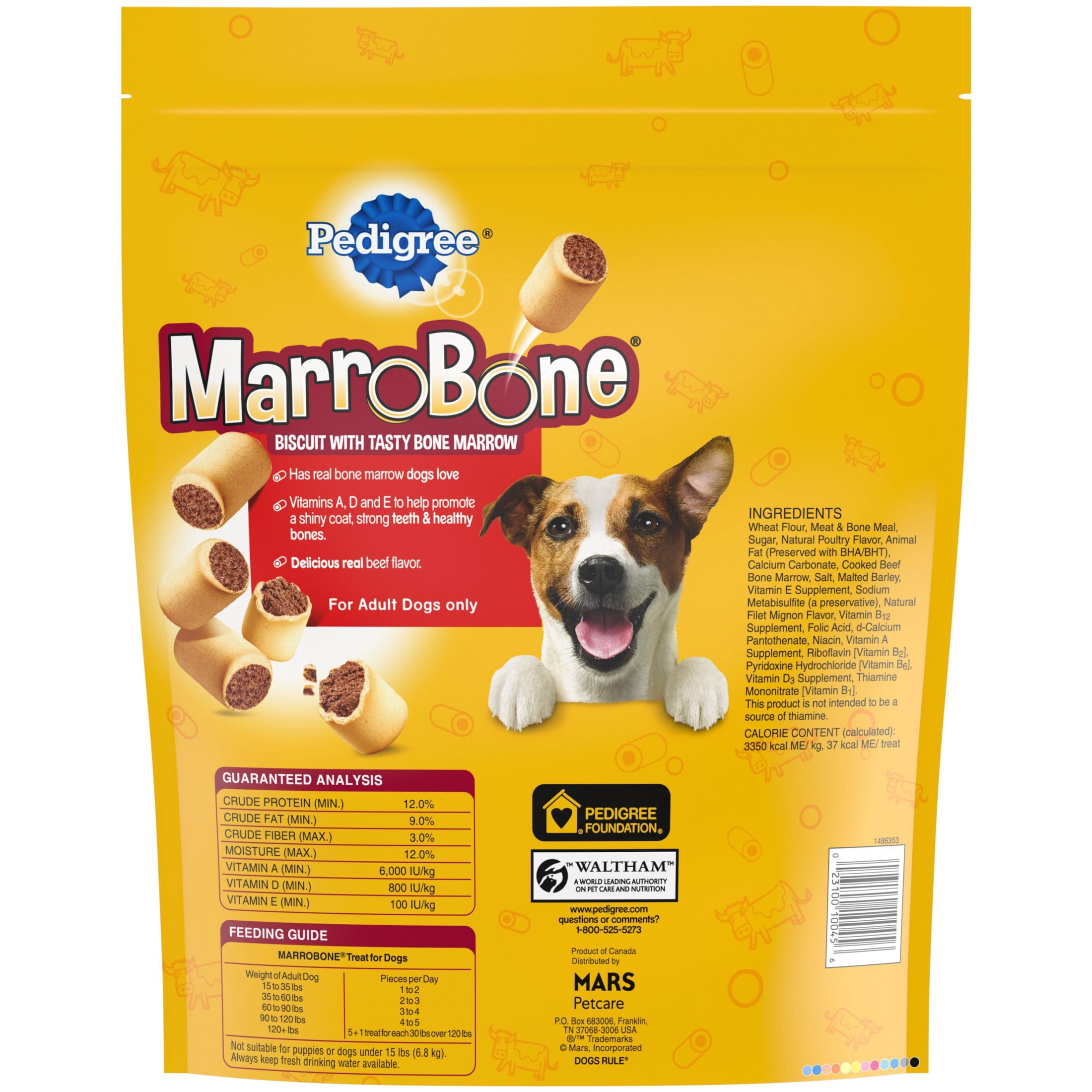 Pedigree Dry Dog Treats Marrobone Real Beef Flavor, 6 Lb. Bag