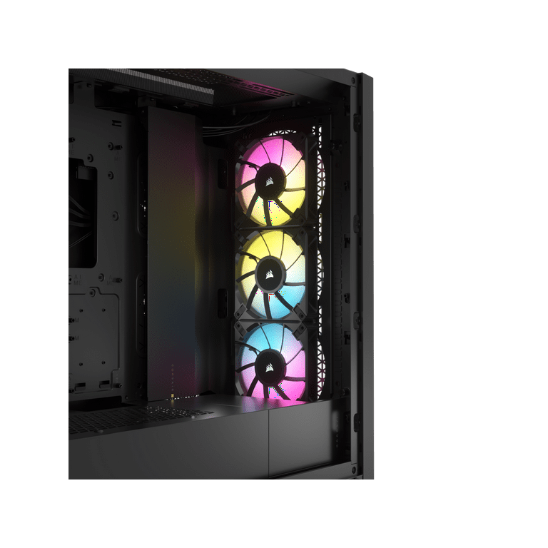 iCUE 5000D RGB AIRFLOW Mid-Tower Case, Black - 3x AF120 RGB ELITE Fans -  iCUE Lighting Node PRO Controller - High-airflow Design