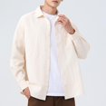 thumbnail image 4 of USNSM Men's Work Shirt Casual Waffe Knitted Elastic Quick Drying Loose Fit Shirt Turndown Collar Button up Long Sleeve Tops with Chest Pocket White M, 4 of 4