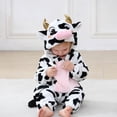 thumbnail image 3 of XAOFW Unisex Kids Onesie Pajamas Kids Cozy Full Zip Hooded Halloween Pajamas Jumpsuit Cute Cow Printed Loungewear For Boys Girls 12-24 Months, 3 of 3