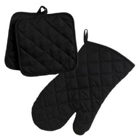 

Home Collection Black 3pc Set Oven Mitt & Potholders
