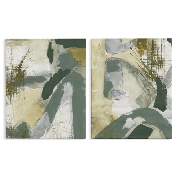 Stupell Industries Rustic Abstraction in Neutrals Abstract Painting Wrapped Canvas Art Print Wall Art, 16 x 20, Set of 2