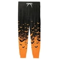 thumbnail image 6 of Men's Halloween Bat Pajama Pants with Pockets & Drawstring - Cuffed Jogger Sleep Bottoms for Men, Elastic Waist Soft Lightweight Lounge Homewear Orange XL, 6 of 7