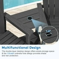 thumbnail image 6 of JUSTLET Larger Size Tall Adirondack Chair Set of 2 with Double Connecting Tray, HDPE Weather Resistant Patio Bar Stools, Grey, 6 of 8