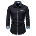 thumbnail image 1 of Camisa de manga larga con solapa informal sencilla y de lujo para hombre, ropa de diseñador con botones y cuello alto degradado, informal y transpirable, 2024, 1 of 6