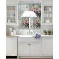 thumbnail image 4 of Spring Rose Kitchen Curtains Sets 36 Inch Length with Valance, Floral Leaves Botanical Rustic Wood Board Swag Valances and Tiers Curtain Set Drapes Swag Curtains for Living Room, Bathroom, Bedroom, 4 of 6