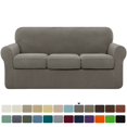 thumbnail image 1 of Housse de Sofa Extensible à Grille Texturée 2024, Housse de Canapé avec Coussin Séparé (Sofa Gris), 1 of 6