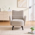 thumbnail image 2 of CQSXDA Modern Armchair In Sanded Fabric Featuring Solid Wood Legs And Side Pocket For Bedroom Or Office Use, khaki, 2 of 20