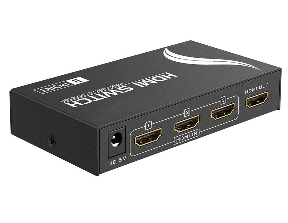 3IN 1OUT HDMI 1080P Audio Extractor Converter Switch Toslink SPDIF Output For 4K 
