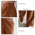 thumbnail image 3 of Pantalones sueltos de mujer cintura alta Color puro cierre de botón pantalones largos rectos para mujer naranja M, 3 of 4