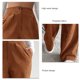 thumbnail image 3 of Pantalones sueltos de cintura alta para mujer, pantalón largo recto con cierre de botones de Color puro, color naranja, XXL, 3 of 4
