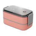 thumbnail image 1 of Yuarrent Fiambrera portátil de acero inoxidable PP, contenedor de almacenamiento de alimentos frescos, Bento, microondas, cajas de horno para viajes al Cocina y Comedor Rosa Doble Capa Yuarrent HA072616-04B, 1 of 6