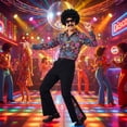 thumbnail image 5 of Alaiyaky 70s Disco Outfit Men Disco Costume Set Men with Shirt Flared Pants Accessories 1970s Fancy Dress for Adults Hippie Costume for Halloween Carnival Party, 5 of 8