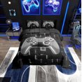 thumbnail image 2 of Erosebridal Gray Gamepad Comforter Sets Twin Size, Neon Light Geometric Square Comforters & Duvets, Gaming Bedroom Decor, Reversible 2pcs, 2 of 7