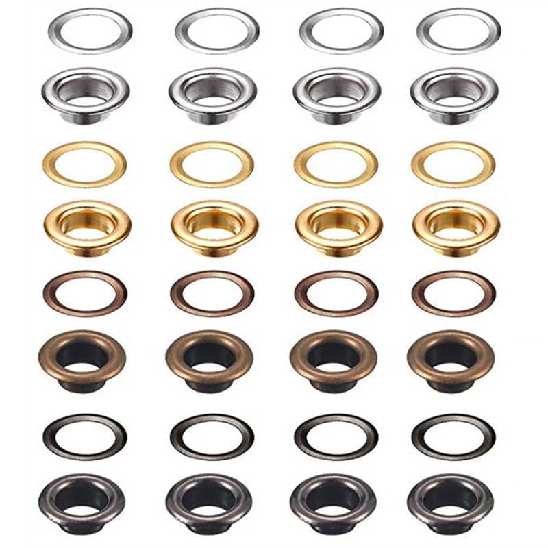 4mm 200sets 4-17mm Gold Eyelets Grommets with washers Metal Grommets Rivets Metal Eyelets for Canvas Clothes Leather Craft Shoes Purse Accessories 