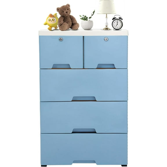 Storage Cabinet for Toy Organizers and Storage Bedroom Clothing Drawer Cabinet and Craft 5 Drawer Plastic Storage Canisters Sets with Shelving Units and Storage ( color)
