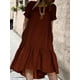 thumbnail image 2 of Vestido Casual De Talla Grande, Vestido De Smock Sólido De Cuello Redondo Con Mangas Enrolladas Y Bolsillos Para Mujer, 2 of 4