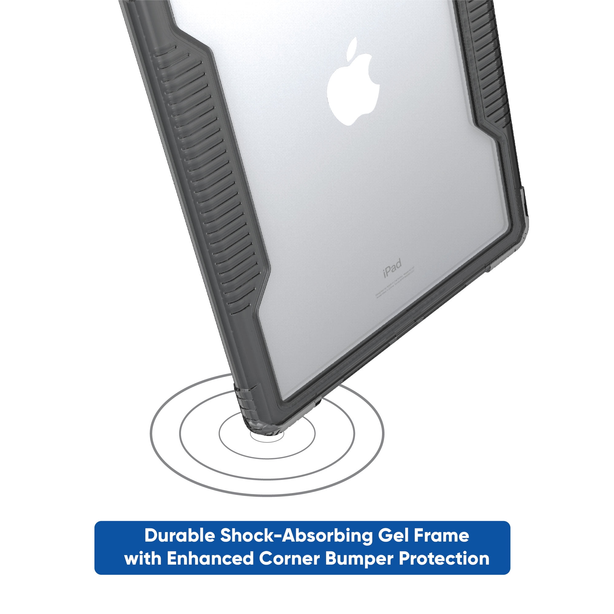 onn. Slim Rugged Tablet Case for iPad (7th, 8th, 9th Generation) - Gray/Clear
