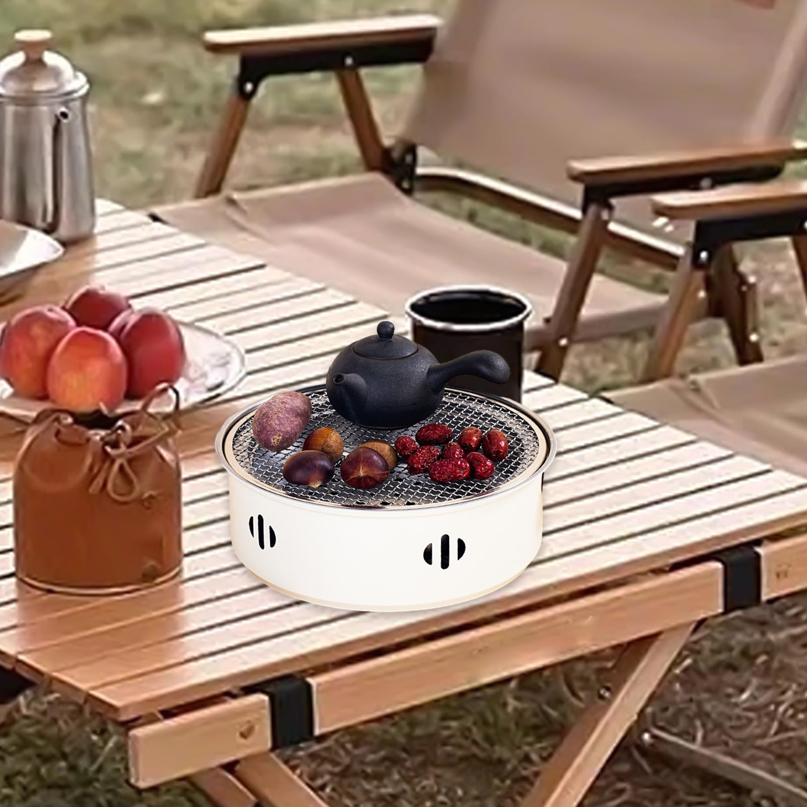 Vxdvou Outdoor Charcoal Heater Stove, Portable Barbecue Grill Fire Pit, Multifunctional Outdoor Heating Fire Bowl for Cooking and Warming, Outdoor Heating Stove for BBQ
