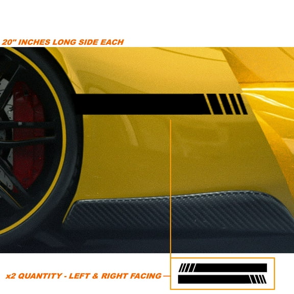 2pcs Side Racing Sport Stripe Body Graphic Car Vinyl Decor Sticker Decals - 20" Inches Long Side Each