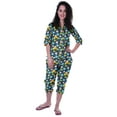 thumbnail image 2 of Moomaya Printed Cotton 3/4 Sleeve Shirt With Capri 2 Piece Nightwear Set Sleepwear For Womens, 2 of 7