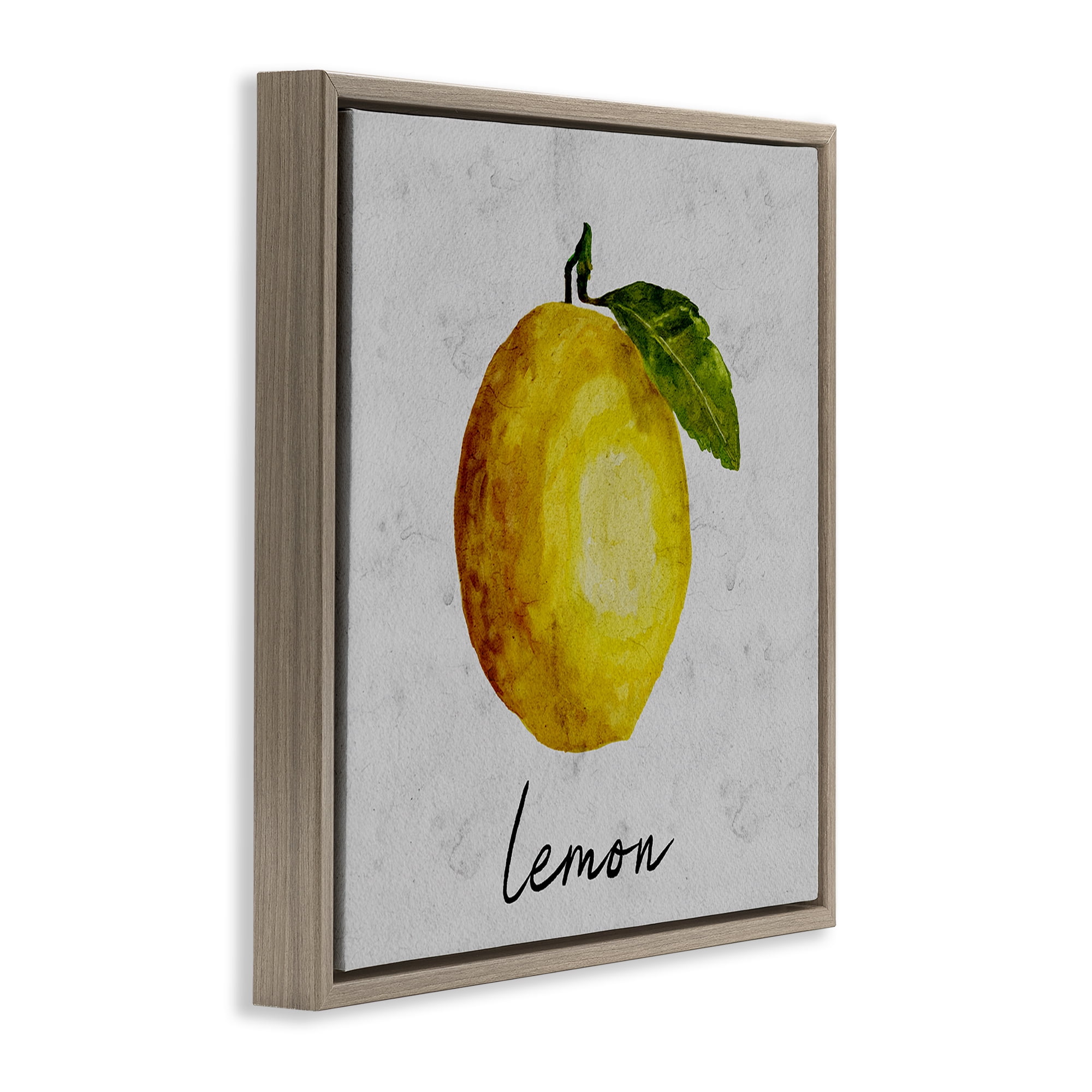Stupell Industries Kitchen Lemon with Leaf Food & Beverage Painting Brown Floater Framed Canvas Art Print Wall Art, 25 x 25