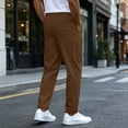 thumbnail image 4 of Mifsaly Mens Lightweight Pants Drawstring Elastic Waist Straight Leg Work Pants Breathable Golf Travel Business Casual Bottoms with Pockets Brown,M, 4 of 7