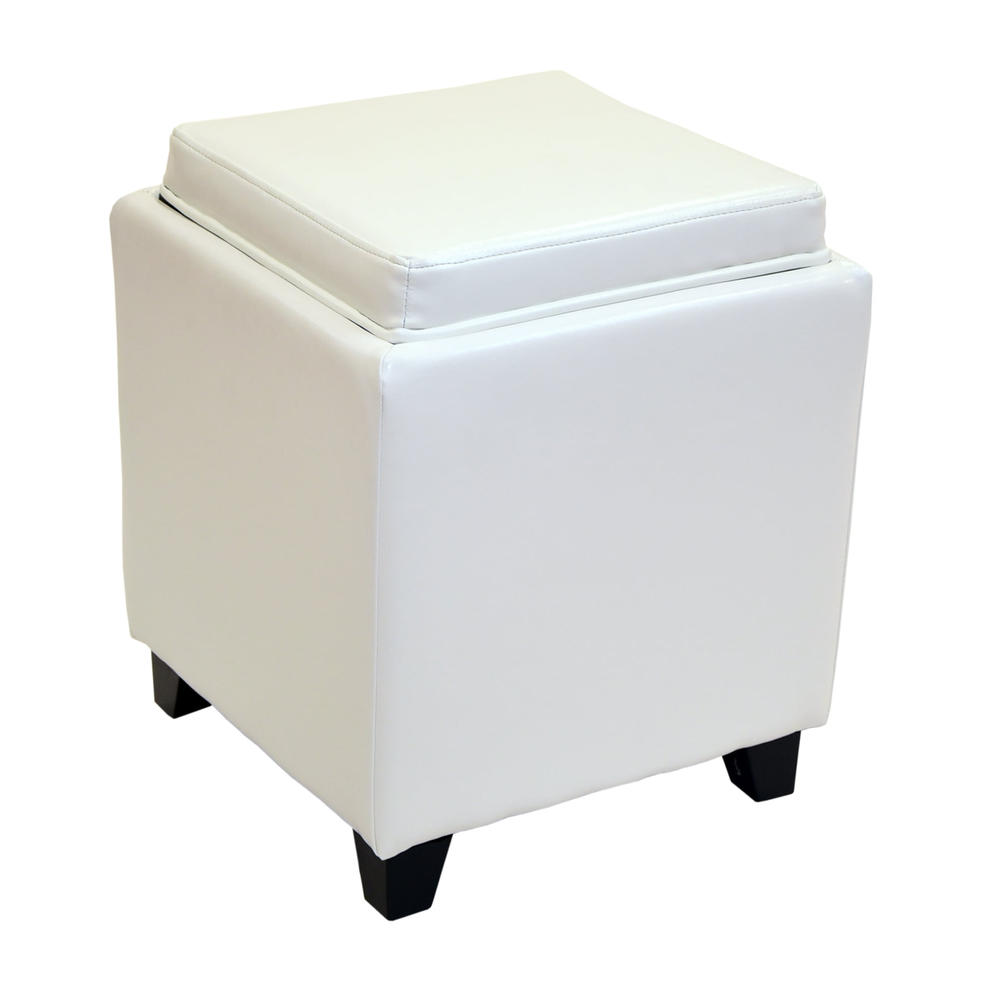 Contemporary Storage Ottoman with Tray, Multiple Colors