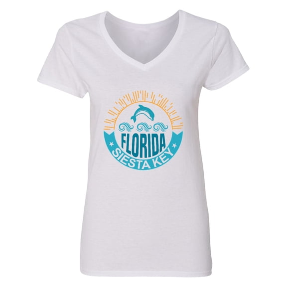 Inktastic Siesta Key Florida Beach Vacation Women's V-Neck T-Shirt