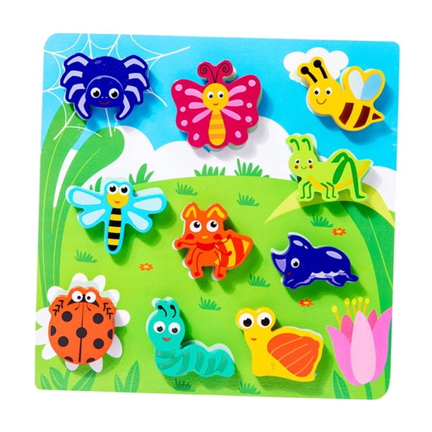 Rompecabezas de madera , juguetes Montessori, juguete de desarrollo de aprendizaje preescolar para bebés de 1, 2 y 3 años, regalo de cumpleaños , estilo F