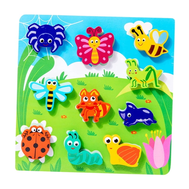 Rompecabezas de madera para el desarrollo infantil, juguetes Montessori, rompecabezas de animales para niños. estilo F
