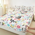 thumbnail image 3 of Castle Fairy Boys Girls Kawaii Animal Cats 4pcs Bed Sheets,Groovy Floral Flowers King Sheets,Cartoon Pet Super Cozy Sheet Set,Luxury Bedroom Decor, 3 of 7