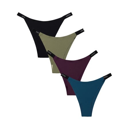 Buankoxy Womens Underwear High Cut String Bikini Panties Low Rise Hipster Ladies Cheeky Underwear 4 Pack  Size 5