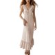thumbnail image 1 of Vestido largo con cuello en V para mujer - Botones en la parte delantera, volantes - Sin mangas, corte A - Playa/fiesta - Tallas S-XXL, 1 of 4