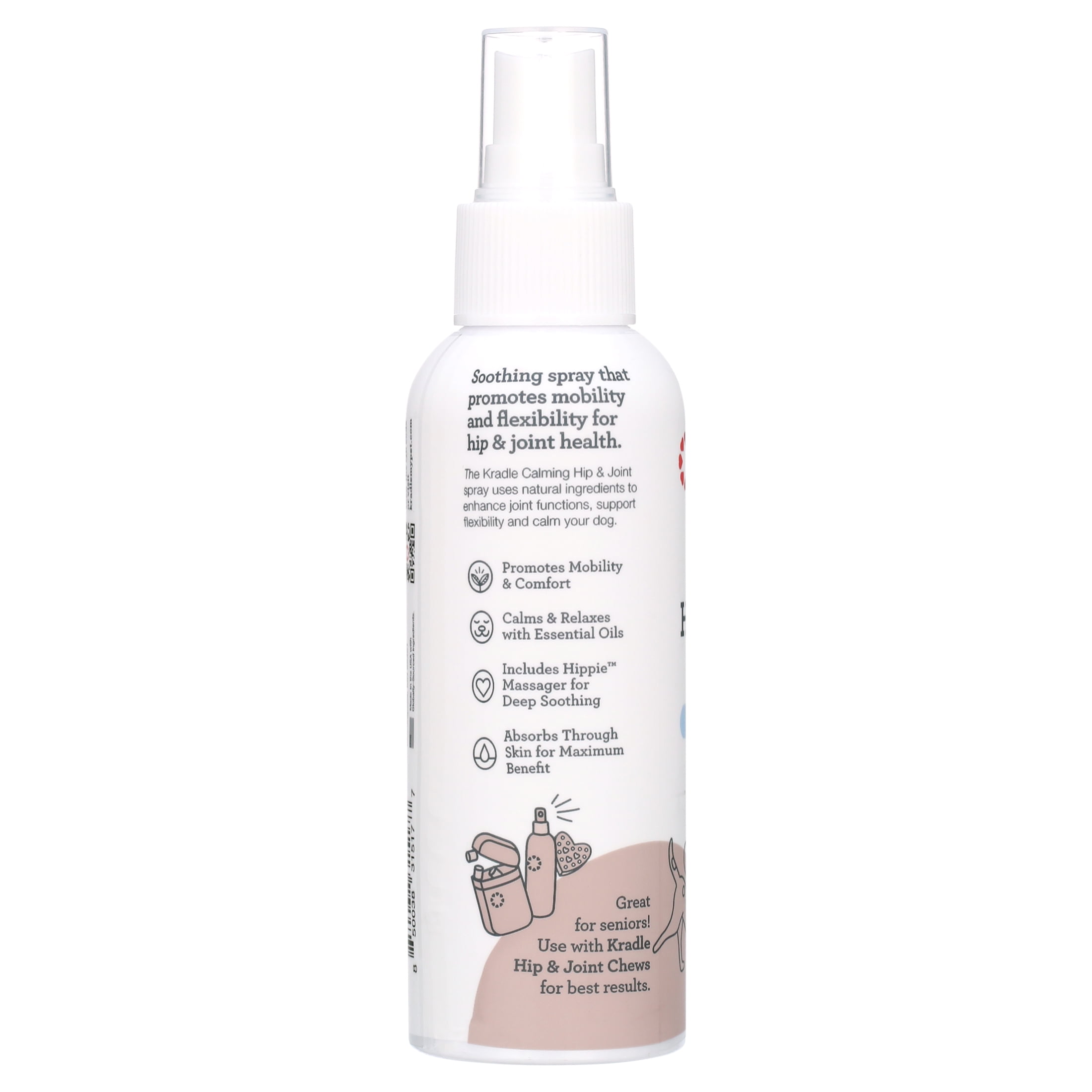 Kradle Calming Hip & Joint Spray with Hippie Applicator, Dog Mobility Support, 4 Ounces