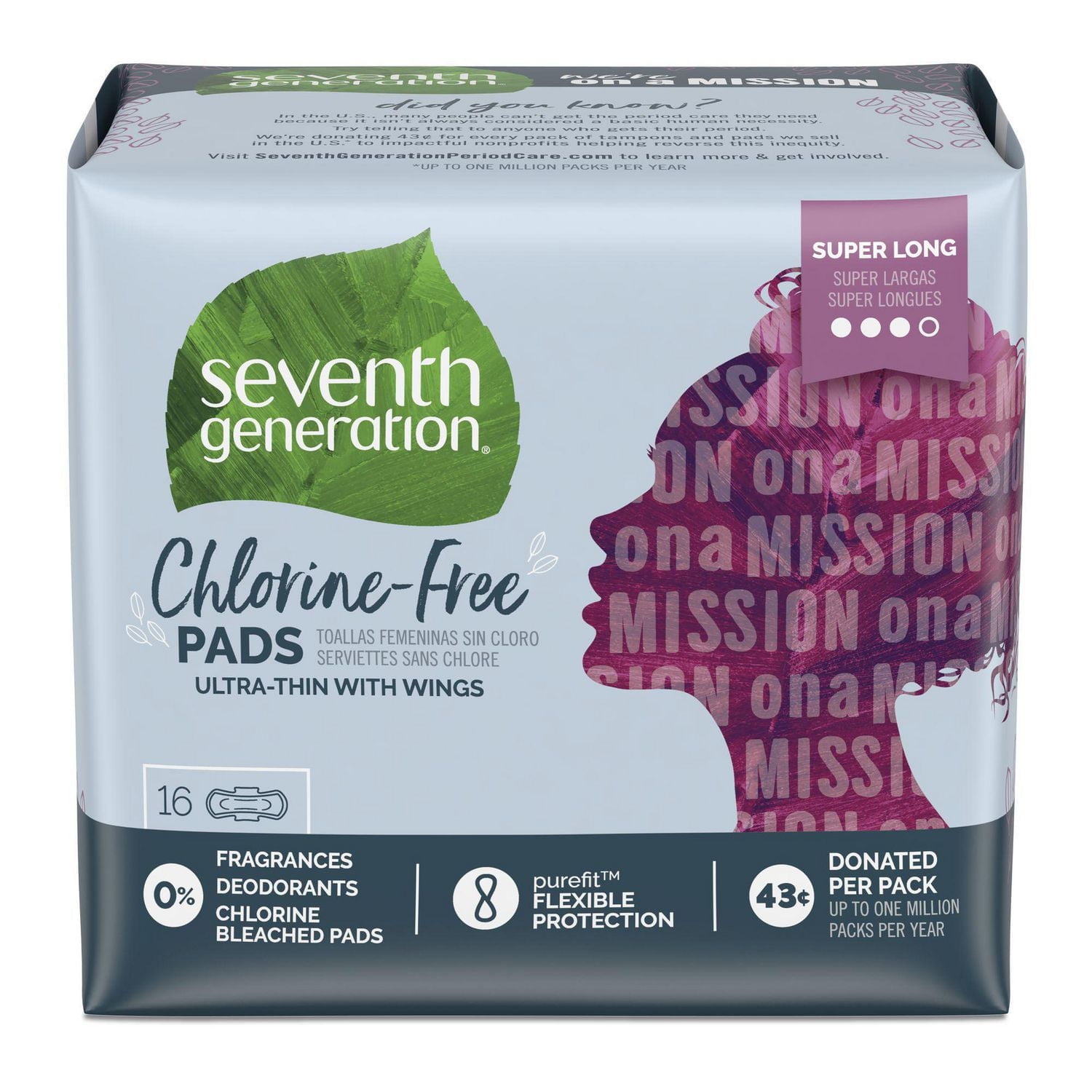 Serviettes pour les peaux sensibles Seventh Generation Ultramince traitées sans chlore