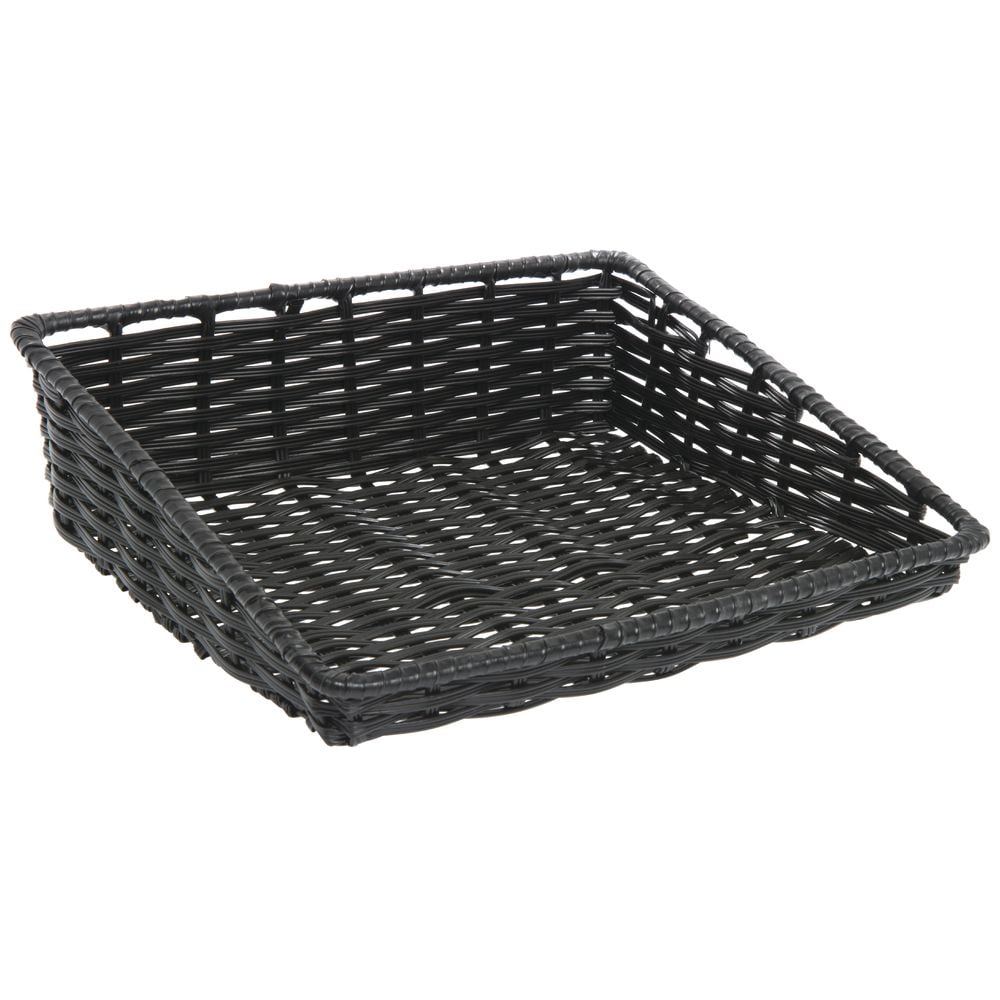HUBERT Wicker Look Tapered Storage Basket, Rectangular Black - 15 1/2"L x 14"D x 1 1/2" to 4"H