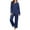 Dark Blue, variant on Womens Pajama Sets Long Sleeve Top and Pant V Neck Solid Color Two Piece Outfit Sets