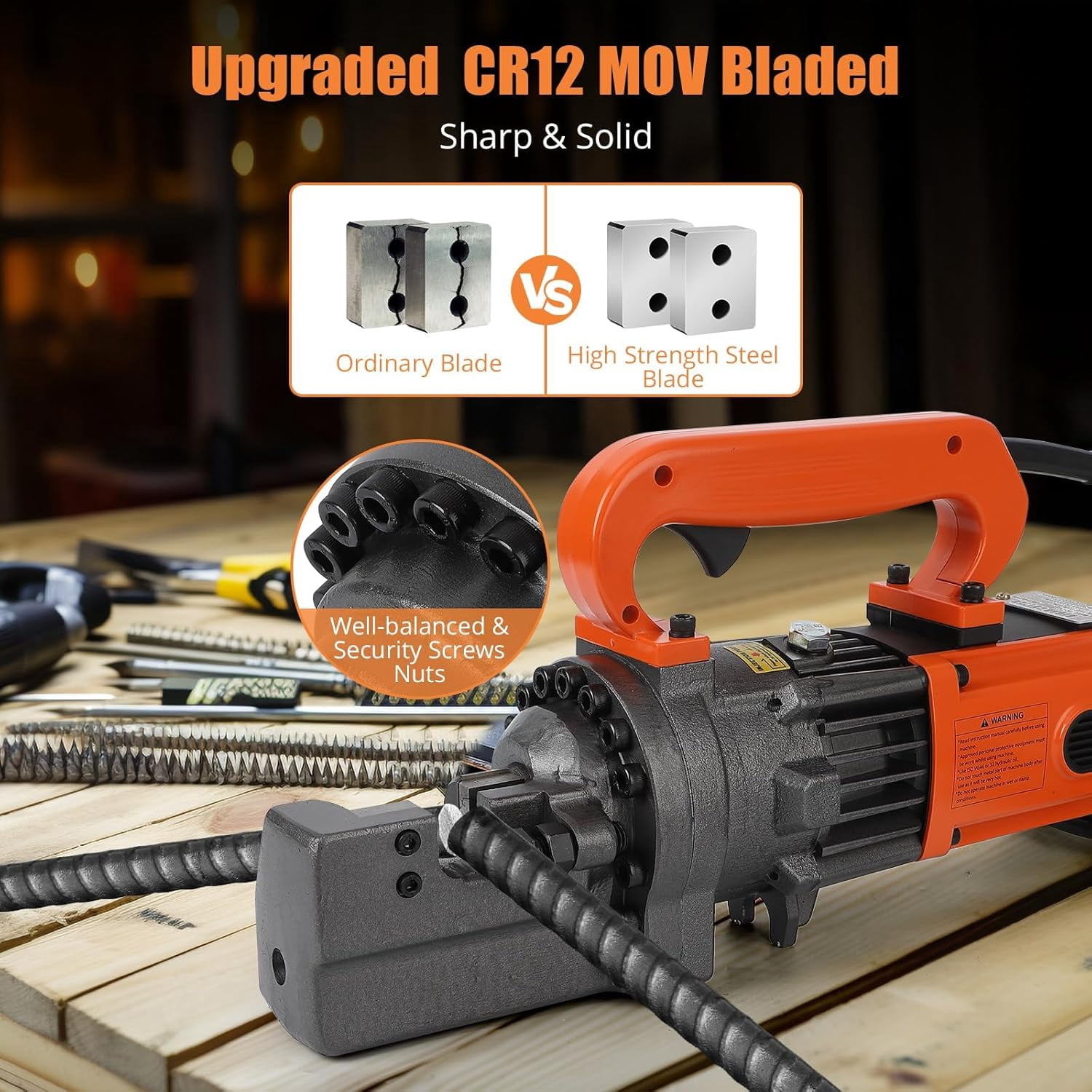 Hetoy Electric Rebar Cutter – Portable Hydraulic Cutter for 3/4 Inch #6 4-20mm Rebar, 1250W, 110V, Cuts in 3.5 Seconds, Includes Tool Box (1250W RC-20)