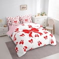 thumbnail image 2 of Erosebridal Red Bowknot Kids Twin Bedding Sets 7-Piece, Cute Bow-tie Bedding Comforter Set, Pink Reversible, 2 of 7
