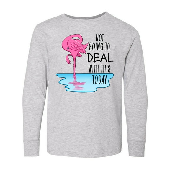 Inktastic Not Going to Deal with This Today- Sleeping Flamingo Long Sleeve Youth T-Shirt