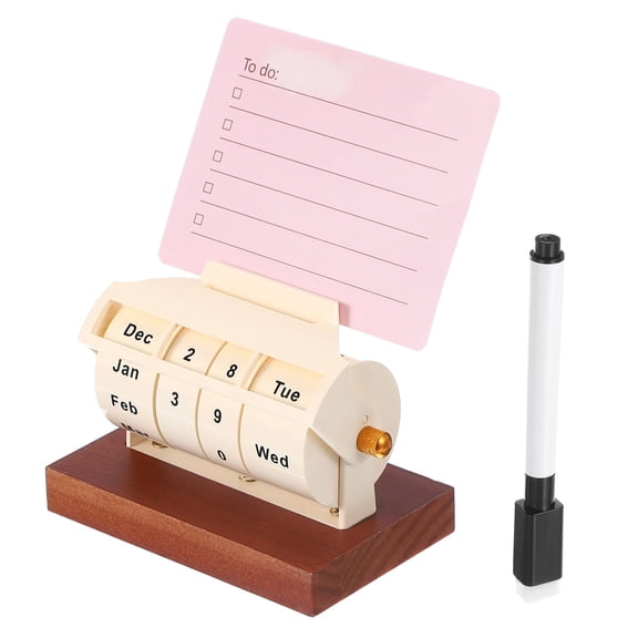 Uxcell Wood Perpetual Calendar, Desktop Acrylic Calendar Stand Rotating Month Week Date Display for Desk Shop Office Home Decoration, White
