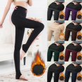 thumbnail image 2 of Pantalones térmicos de terciopelo para mujer, pantimedias cálidas de lana de cintura alta, con forro de calcetín, efecto piel, invierno, 100g, 2 of 4
