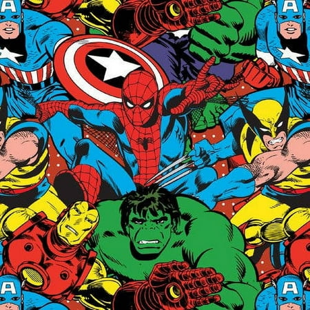 Marvel Cotton Collage Fabric, per Yard
